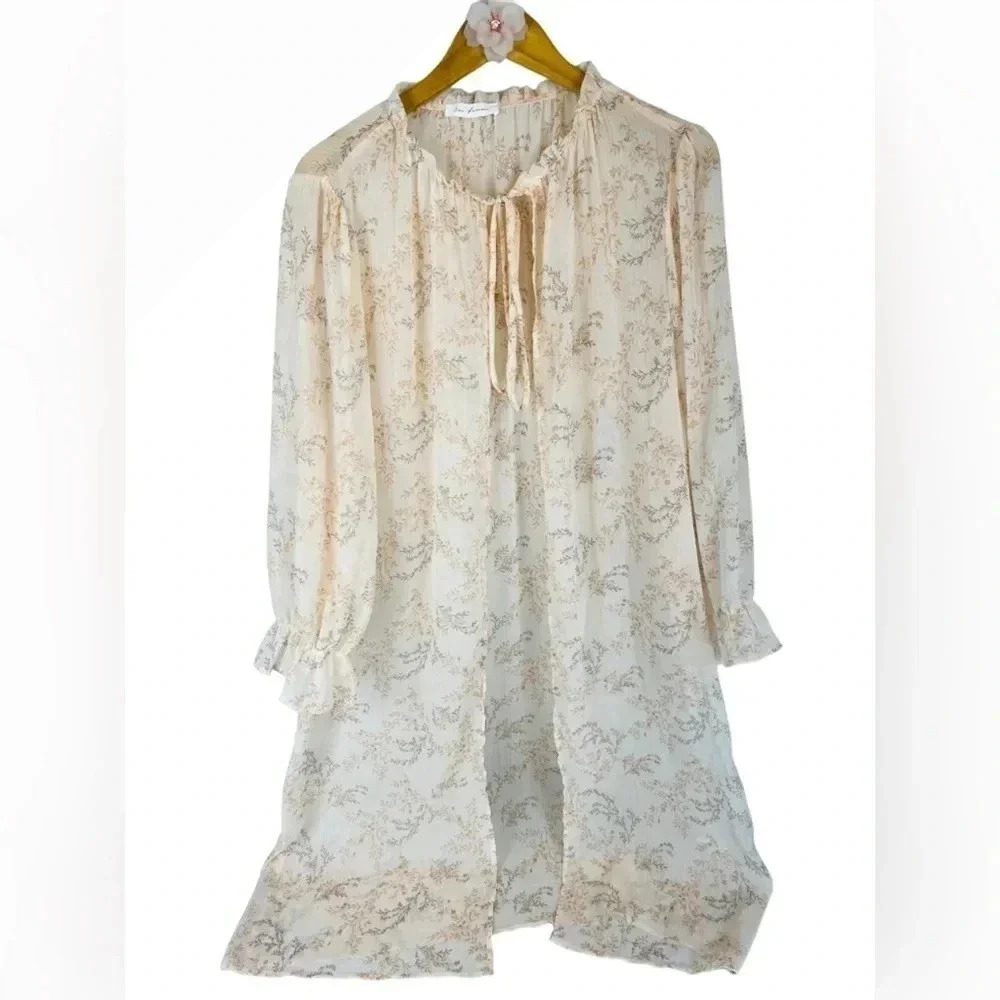 Ces Femme Floral Sheer Tie duster Size L